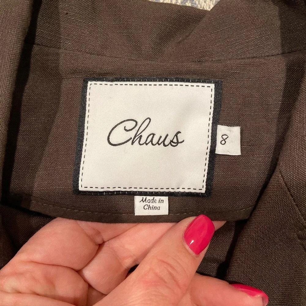 Chaus Dark Brown Utility Safari Jacket Women’s Size 8 Linen Blend - Picture 5 of 11